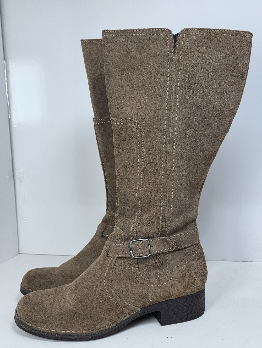 Clarks Derby Palace Suede Leather Tan Knee High Boots - Picture 2 of 15